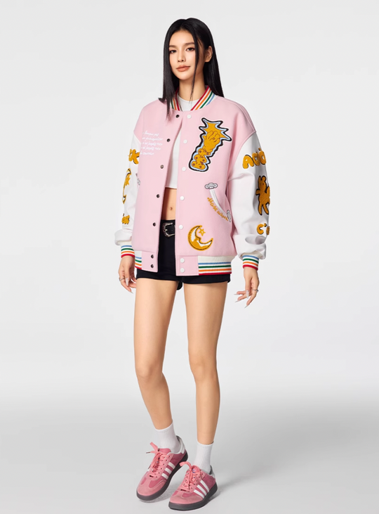 Racer varsity jacket | Achock Crescent Bear Embroidered Varsity Jacket | Face 3 Face