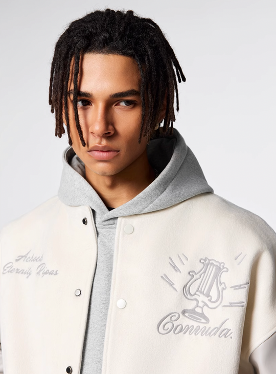 Racer varsity jacket | Achock Goddess Embroidery Varsity Jacket | Face 3 Face