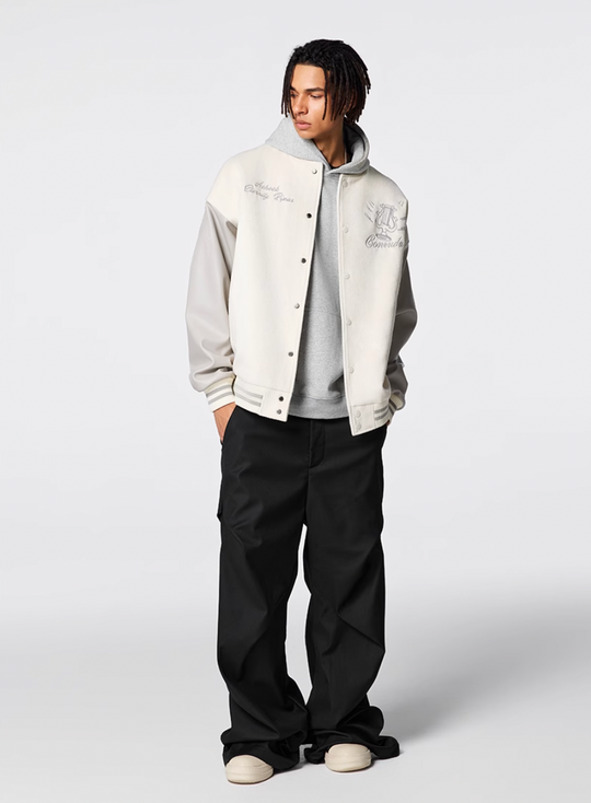 Racer varsity jacket | Achock Goddess Embroidery Varsity Jacket | Face 3 Face