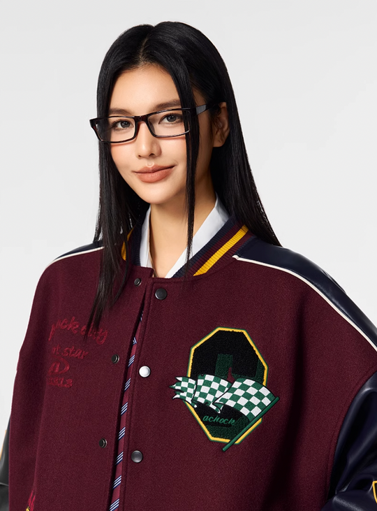 Achock Vintage College Embroidery Varsity Jacket | Face 3 Face