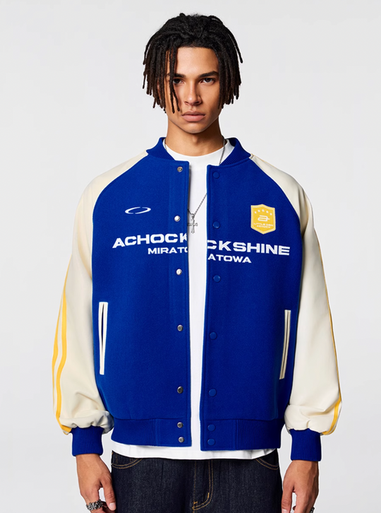 Racer varsity jacket | Achock Contrast Color Racing Varsity Jacket | Face 3 Face