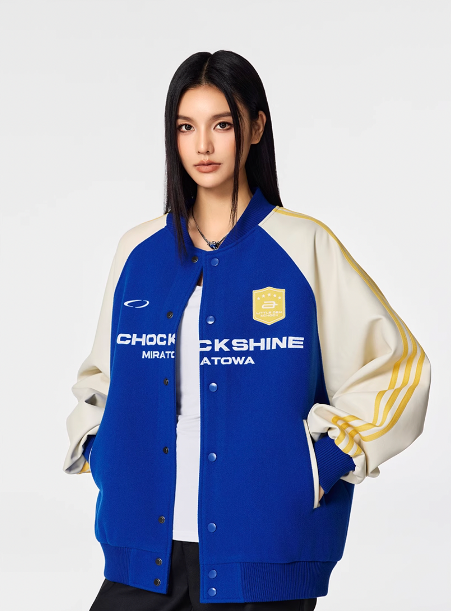 Racer varsity jacket | Achock Contrast Color Racing Varsity Jacket | Face 3 Face