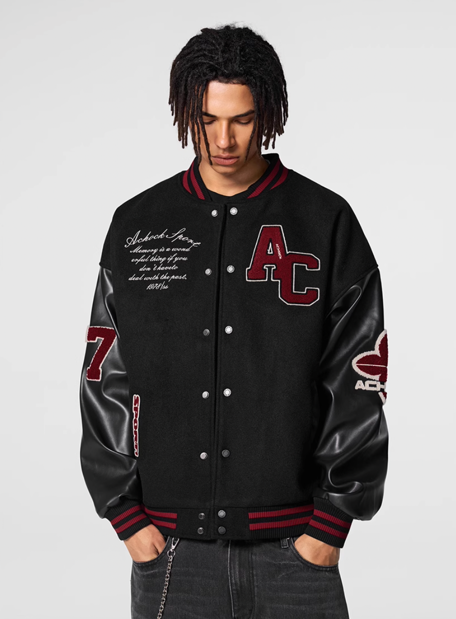 Racer varsity jacket | Embroidery Varsity Jacket | Face 3 Face