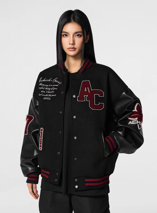 Racer varsity jacket | Embroidery Varsity Jacket | Face 3 Face