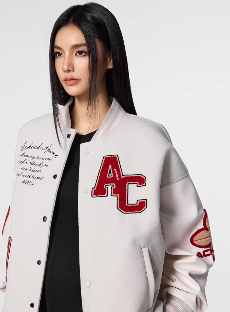 Racer varsity jacket | Embroidery Varsity Jacket | Face 3 Face