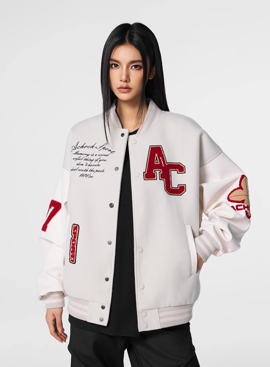 Racer varsity jacket | Embroidery Varsity Jacket | Face 3 Face