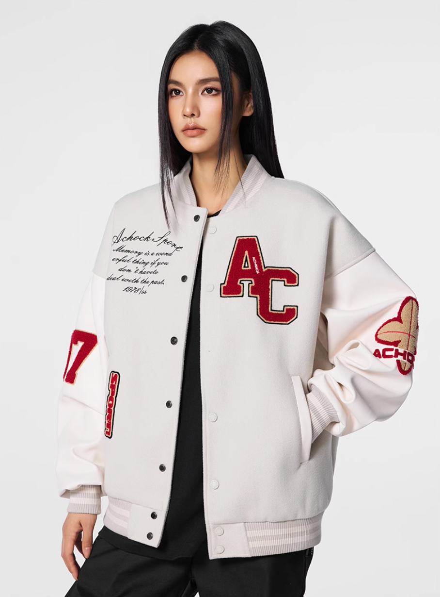Racer varsity jacket | Embroidery Varsity Jacket | Face 3 Face