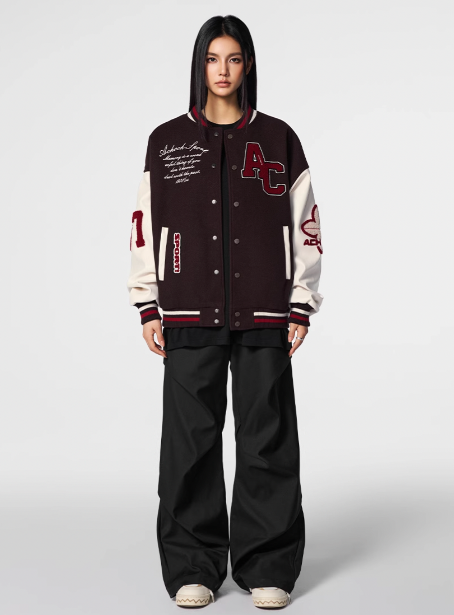 Racer varsity jacket | Embroidery Varsity Jacket | Face 3 Face