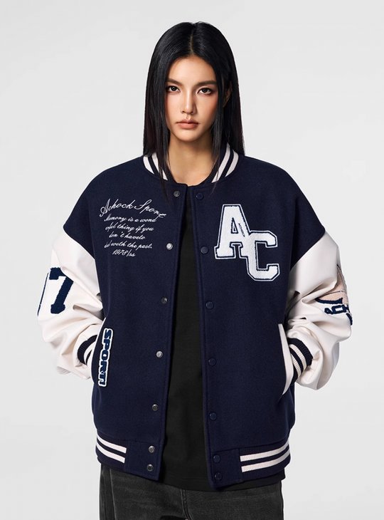 Racer varsity jacket | Embroidery Varsity Jacket | Face 3 Face