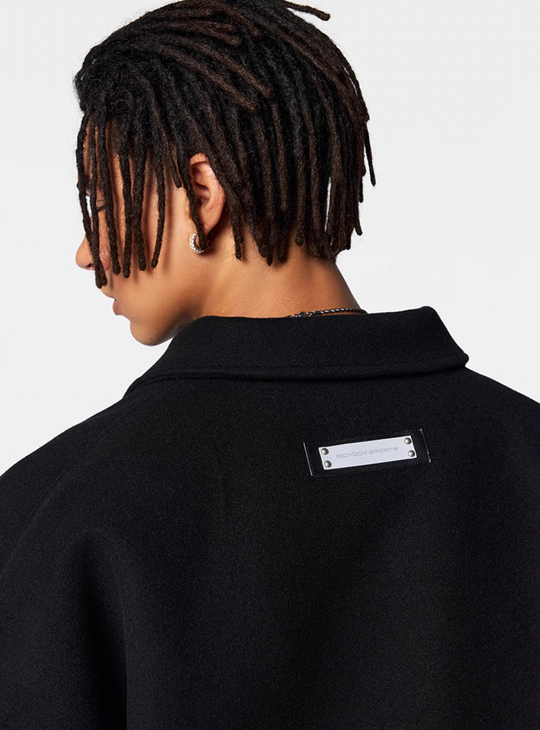 Achock Patch Embroidery Black Varsity Jacket | Face 3 Face