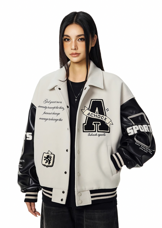 Achock Sports Color Blocking Varsity Jacket | Face 3 Face
