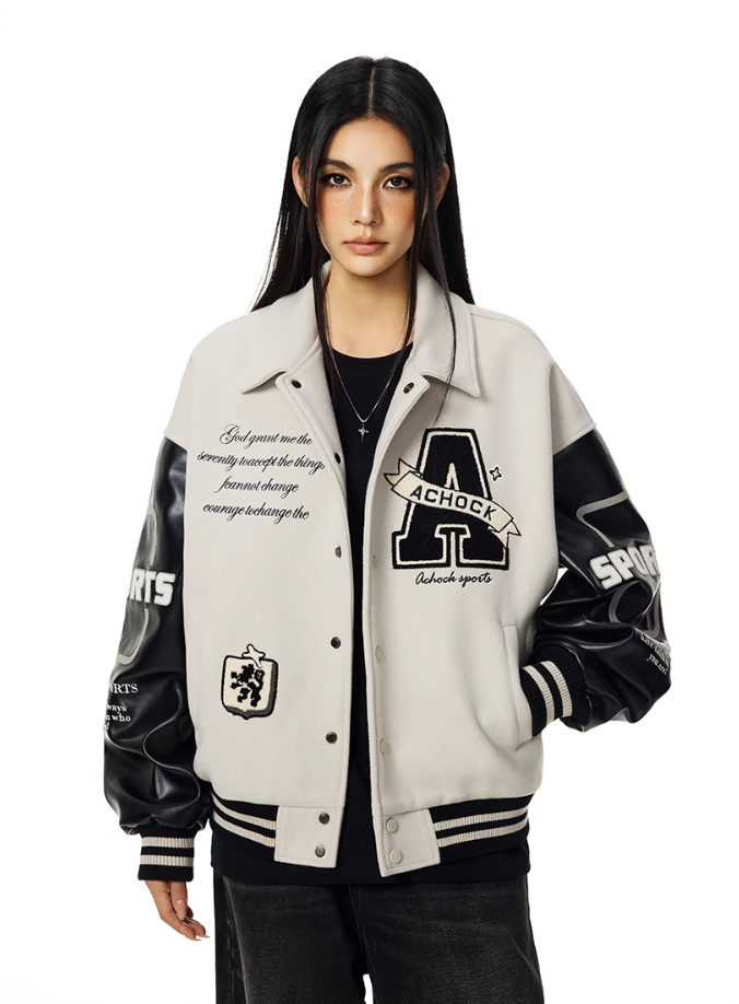 Achock Sports Color Blocking Varsity Jacket | Face 3 Face