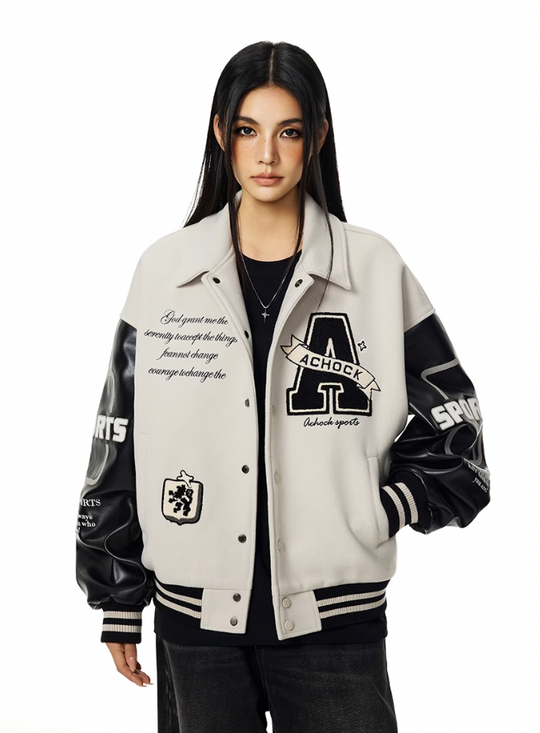 Achock Sports Color Blocking Varsity Jacket | Face 3 Face