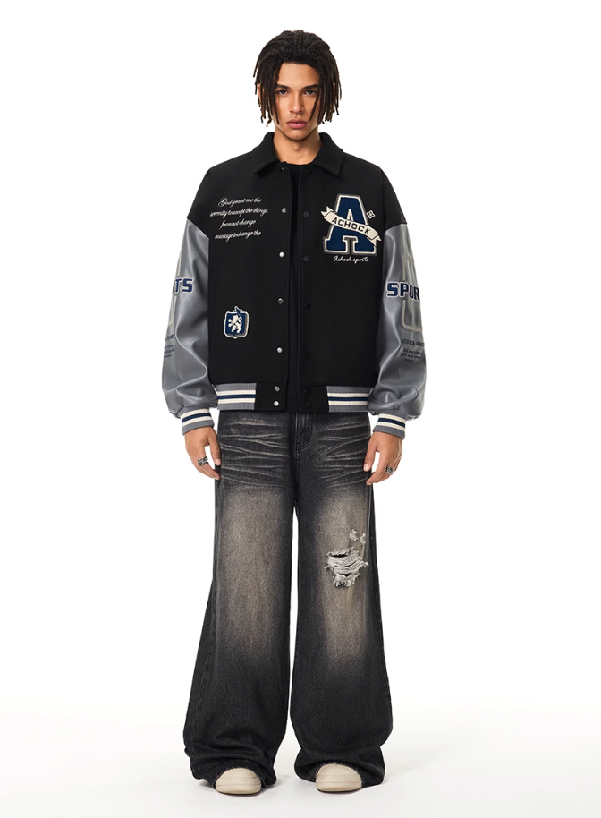 Achock Sports Color Blocking Varsity Jacket | Face 3 Face