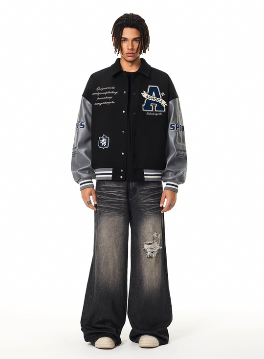 Achock Sports Color Blocking Varsity Jacket | Face 3 Face