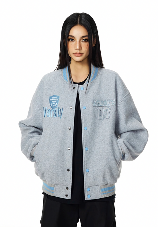 Racer varsity jacket | Achock College Embroidery Varsity Jacket | Face 3 Face