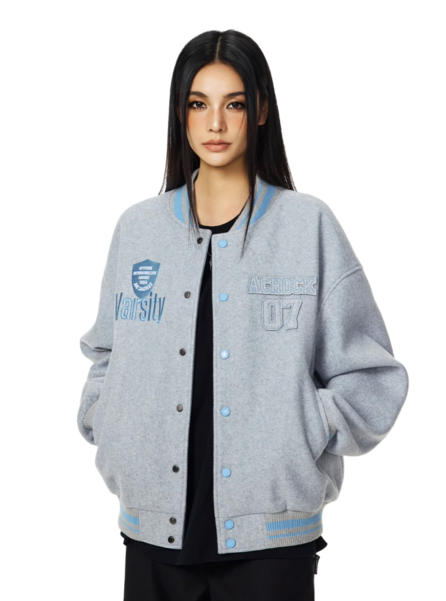 Racer varsity jacket | Achock College Embroidery Varsity Jacket | Face 3 Face