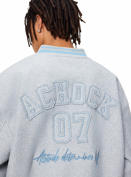 Racer varsity jacket | Achock College Embroidery Varsity Jacket | Face 3 Face