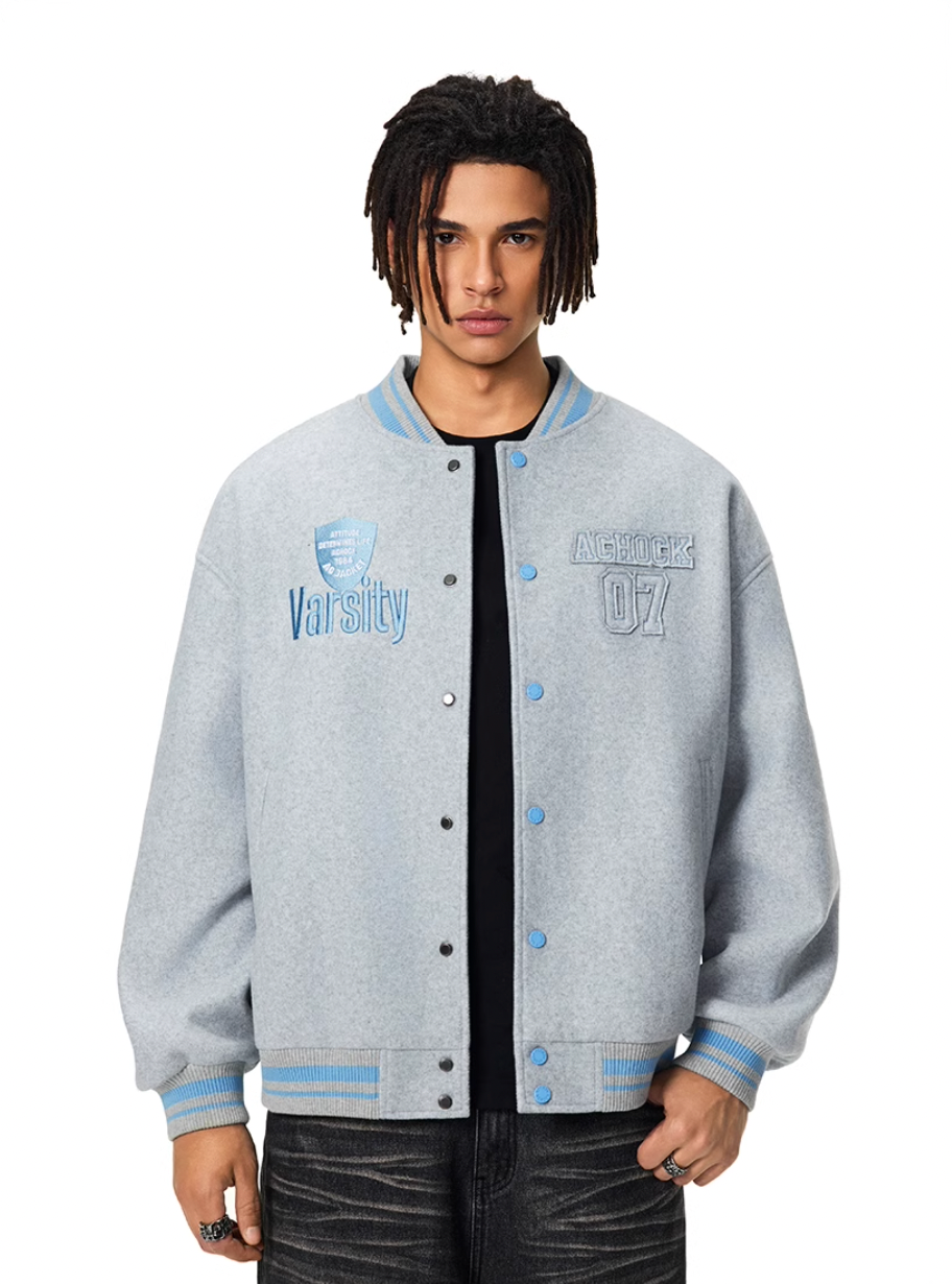 Racer varsity jacket | Achock College Embroidery Varsity Jacket | Face 3 Face