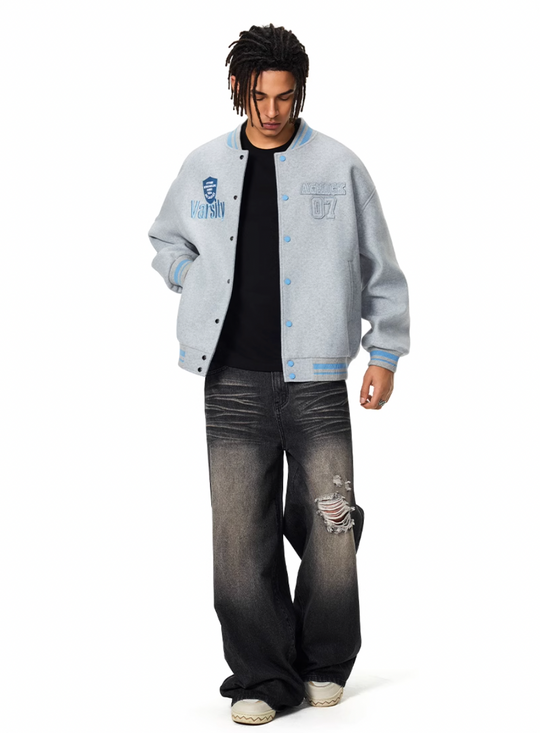 Racer varsity jacket | Achock College Embroidery Varsity Jacket | Face 3 Face