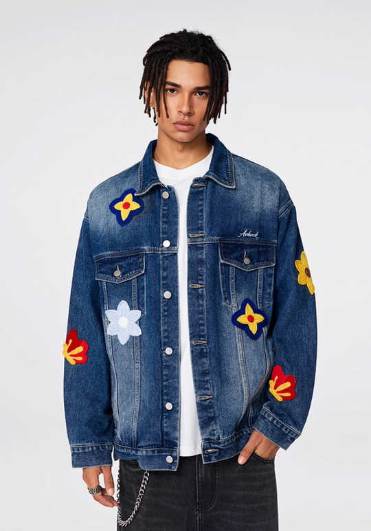 Achock Small Flowers Embroidered Denim Jacket | Face 3 Face