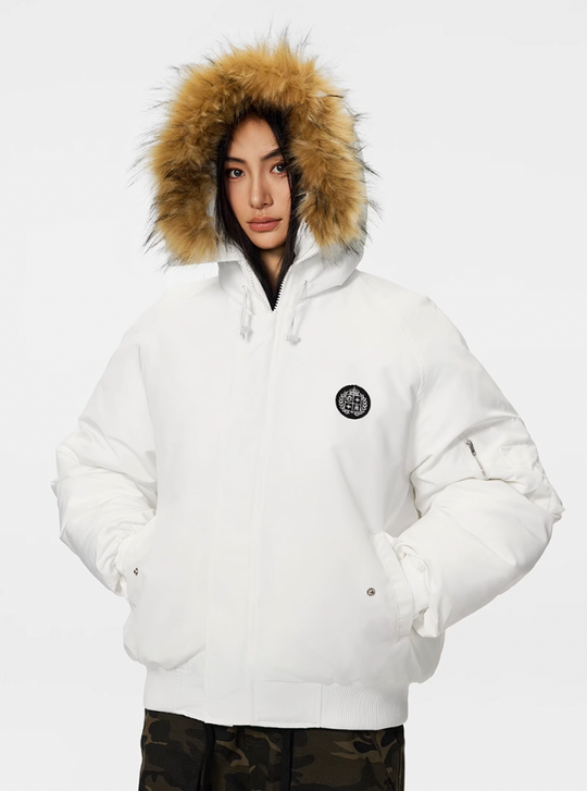 Bomber Jacket | Achock Faux Fur Hooded Bomber Jacket | Face 3 Face