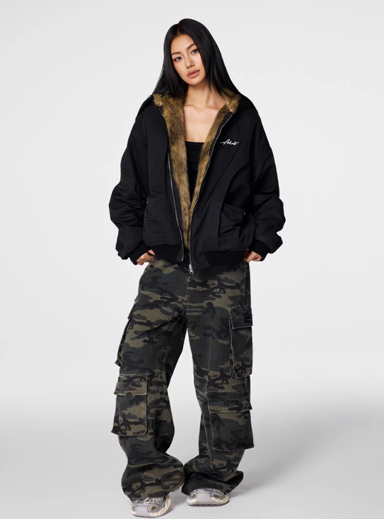 Achock Fur Lining Reversible Hooded Jacket | Face 3 Face