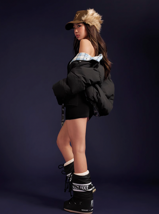 Achock Plaid Lining Reversible Down Jacket | Face 3 Face