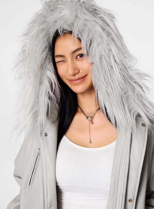 Bomber Jacket | Achock Fur Hooded Leather Bomber Jacket | Face 3 Face