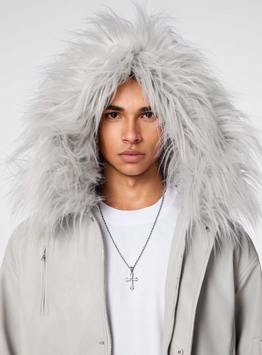 Bomber Jacket | Achock Fur Hooded Leather Bomber Jacket | Face 3 Face