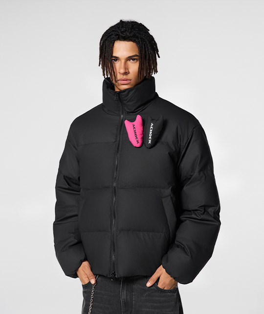 Achock PU Leather Velcro Down Jacket | Face 3 Face