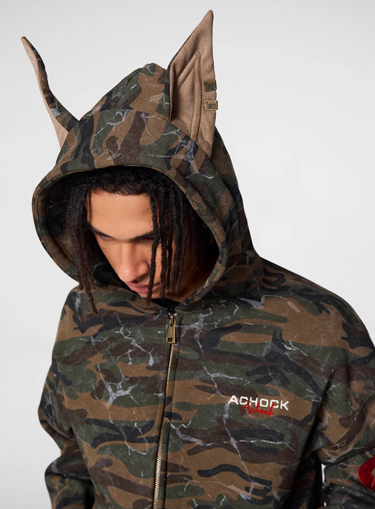 Achock Camouflage Doberman Pinscher Ears Hooded Jacket | Face 3 Face