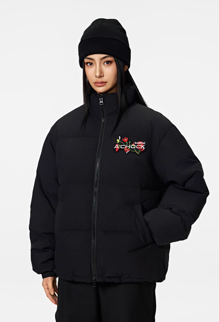 Achock Velcro Embroidered Down Jacket | Face 3 Face