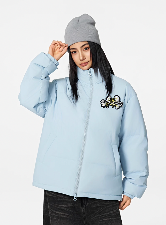 Achock Velcro Embroidered Down Jacket | Face 3 Face