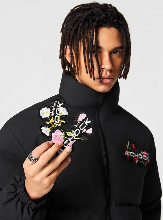 Achock Velcro Embroidered Down Jacket | Face 3 Face