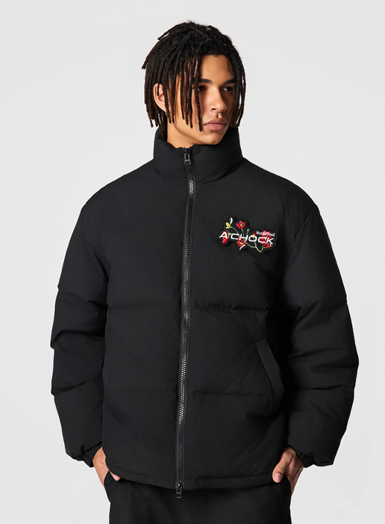 Achock Velcro Embroidered Down Jacket | Face 3 Face
