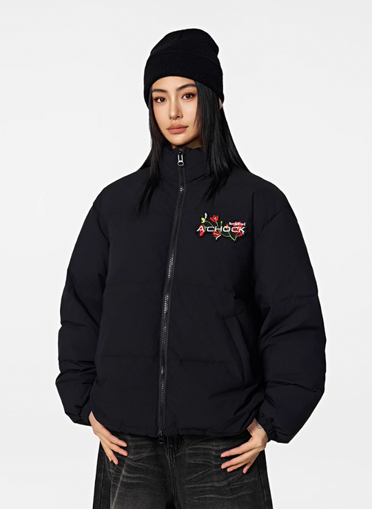 Achock Velcro Embroidered Down Jacket | Face 3 Face