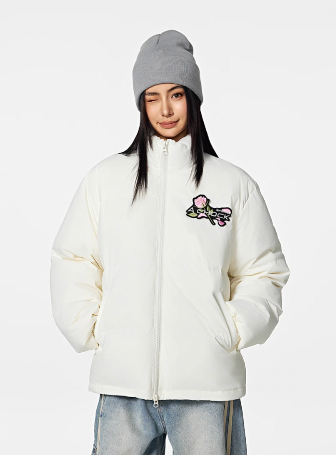 Achock Velcro Embroidered Down Jacket | Face 3 Face