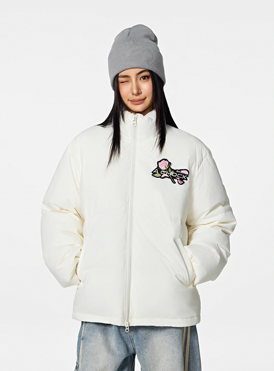 Achock Velcro Embroidered Down Jacket | Face 3 Face