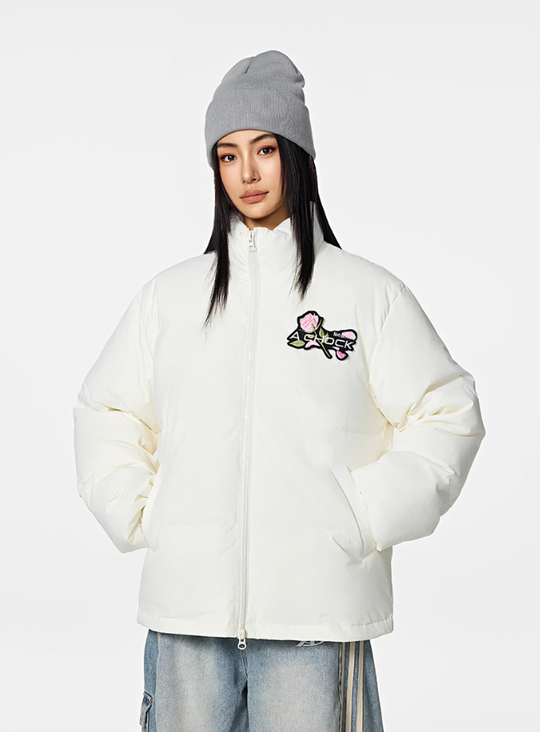 Achock Velcro Embroidered Down Jacket | Face 3 Face