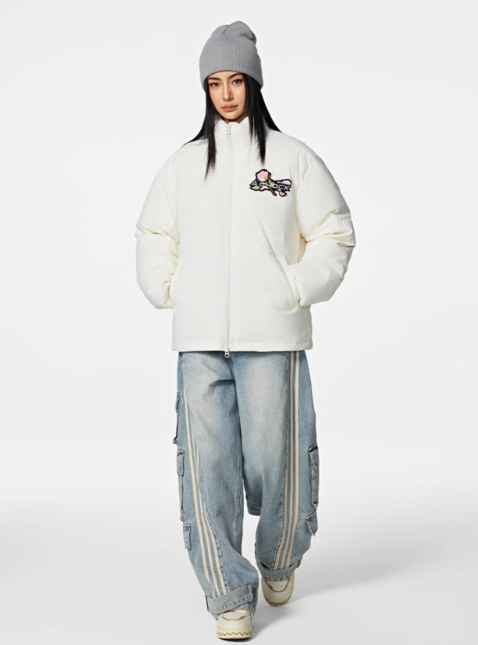 Achock Velcro Embroidered Down Jacket | Face 3 Face