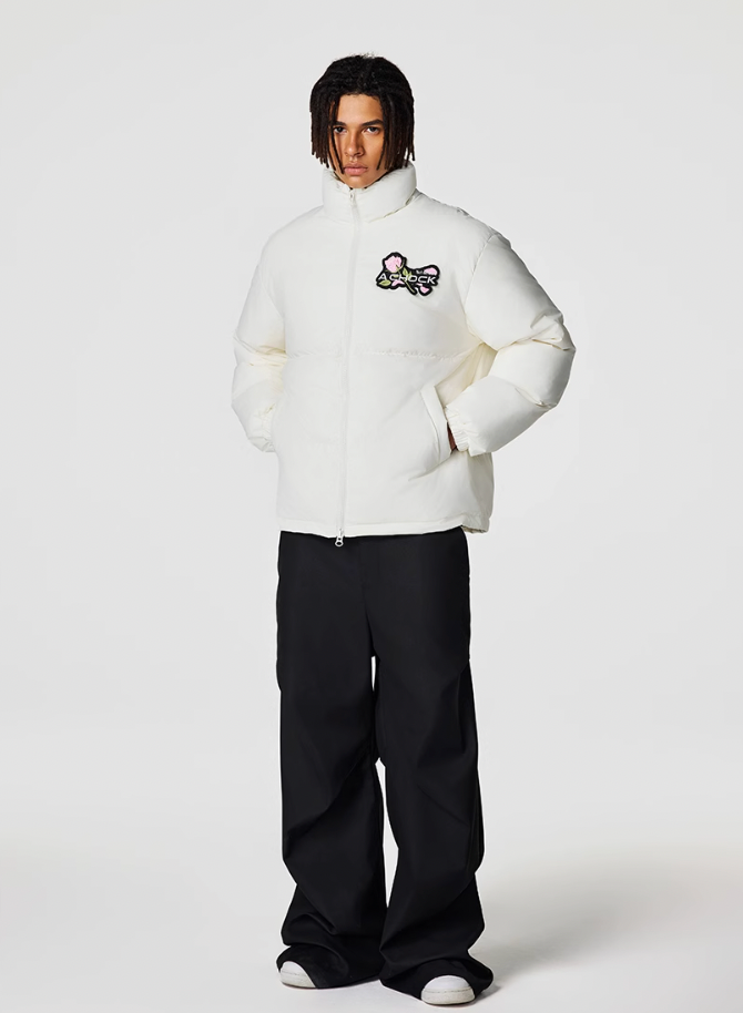 Achock Velcro Embroidered Down Jacket | Face 3 Face