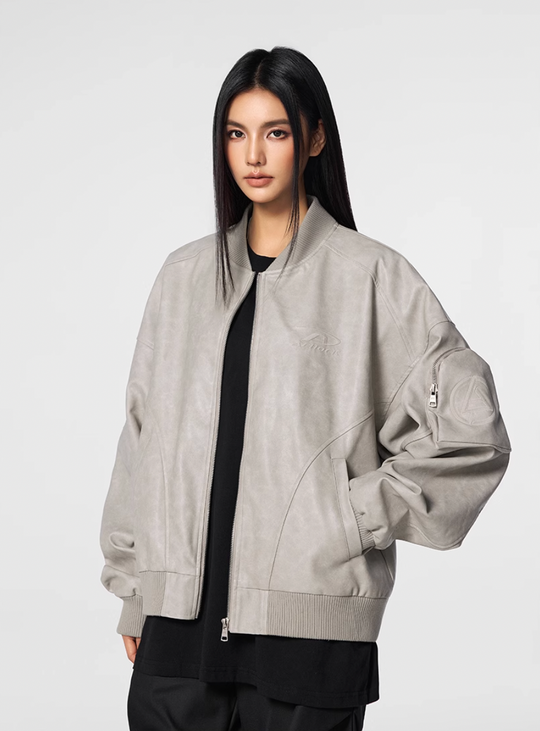 Achock Sleeve Pocket Leather Motorcycle Jacket | Face 3 Face