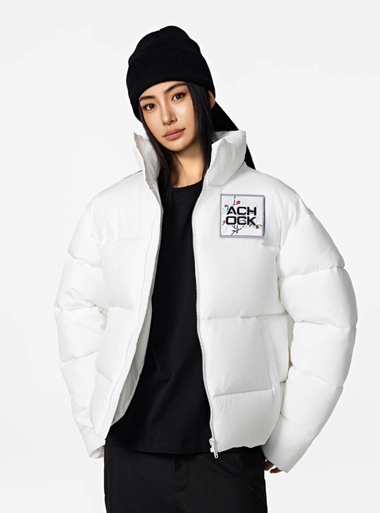 Puffer Jacket | Achock Basic Velcro Embroidered Puffer Jacket | Face 3 Face