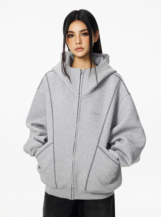 Achock Heavyweight Piping Zip Up Hooded Jacket | Face 3 Face