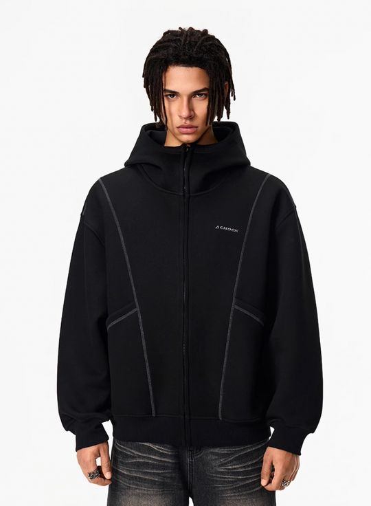 Achock Heavyweight Piping Zip Up Hooded Jacket | Face 3 Face