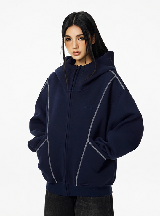 Achock Heavyweight Piping Zip Up Hooded Jacket | Face 3 Face