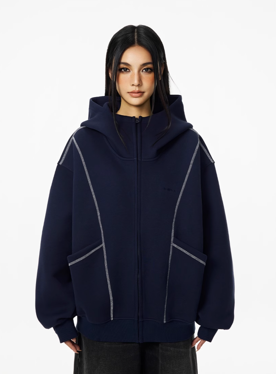 Achock Heavyweight Piping Zip Up Hooded Jacket | Face 3 Face