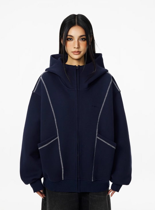 Achock Heavyweight Piping Zip Up Hooded Jacket | Face 3 Face