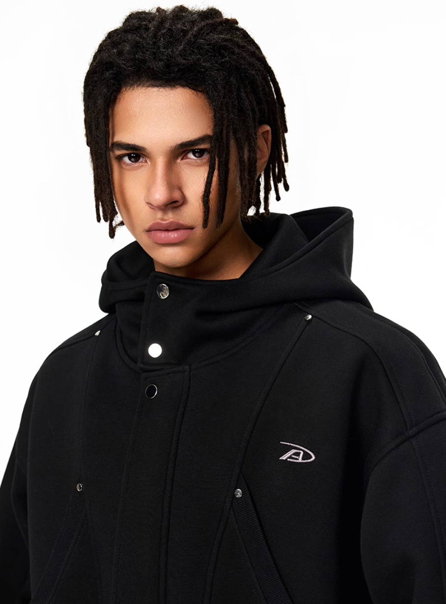 Achock Snap Button Wind Flap Zip Up Hooded Jacket | Face 3 Face